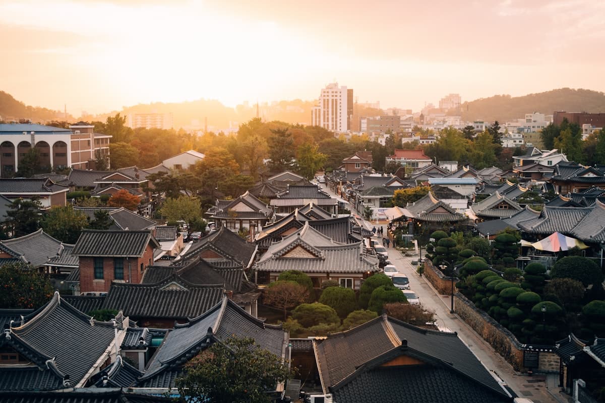 Historic Andong Hahoe Village and traditional Hanok architecture